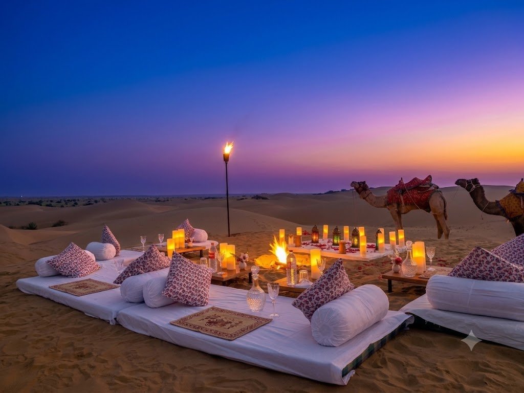 Dinner served beneath the desert sky