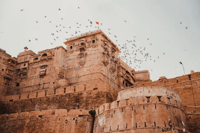 Golden sandstone architecture in Jaisalmer